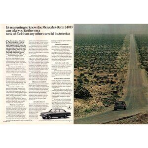 1979 mercedes Benz 240D Diesel Sedan 2 Page Vintage Print Ad Desert Hwy Wall Art